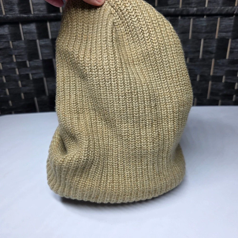 The North Face Heritage Beanie Hat Tan Ribbed Knit Cuffed OS F751464